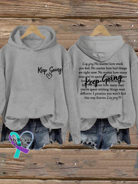 Women’s Keep Going Inspirational Casual Hoodie Light Grey / S