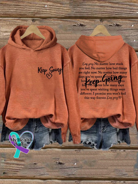 Women’s Keep Going Inspirational Casual Hoodie Orange / S