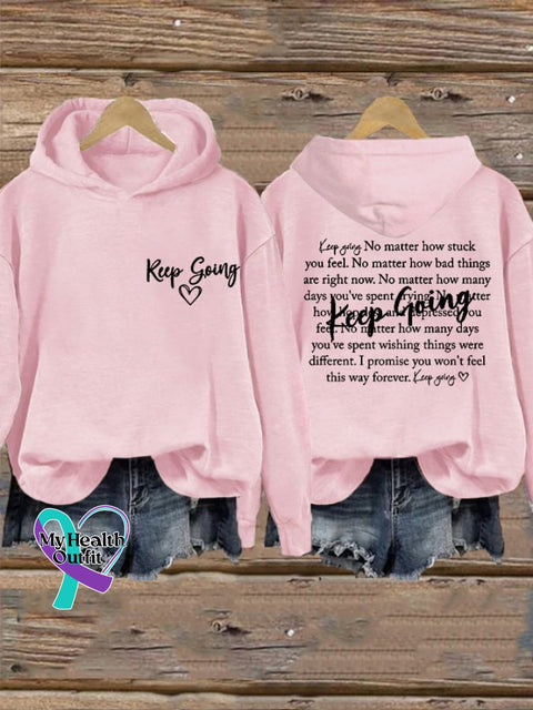 Women’s Keep Going Inspirational Casual Hoodie Pink / S