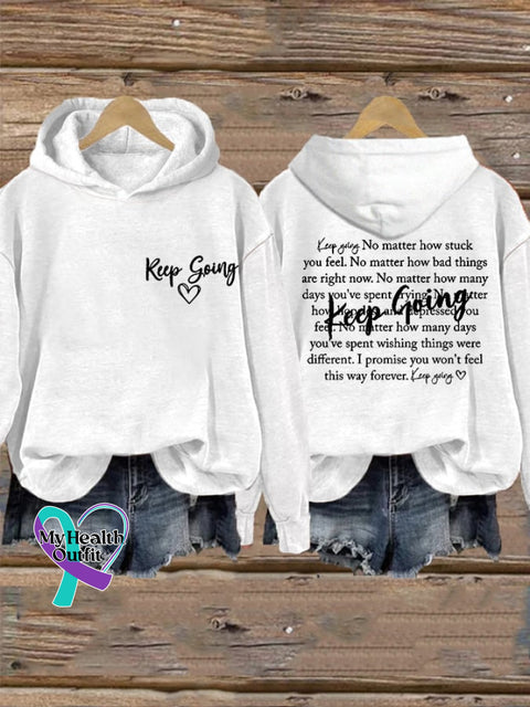 Women’s Keep Going Inspirational Casual Hoodie White / S