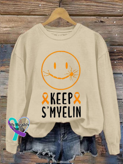Women’s Keep S’myelin M.s Awareness Printed Sweatshirt Apricot / S