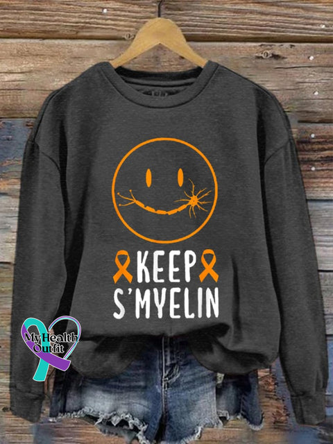 Women’s Keep S’myelin M.s Awareness Printed Sweatshirt Dark Grey / S