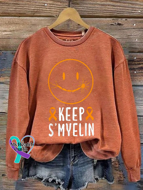 Women’s Keep S’myelin M.s Awareness Printed Sweatshirt Orange / S