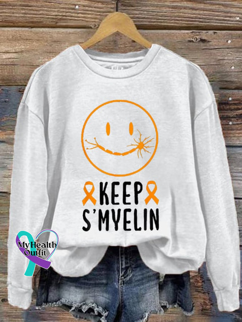 Women’s Keep S’myelin M.s Awareness Printed Sweatshirt White / S