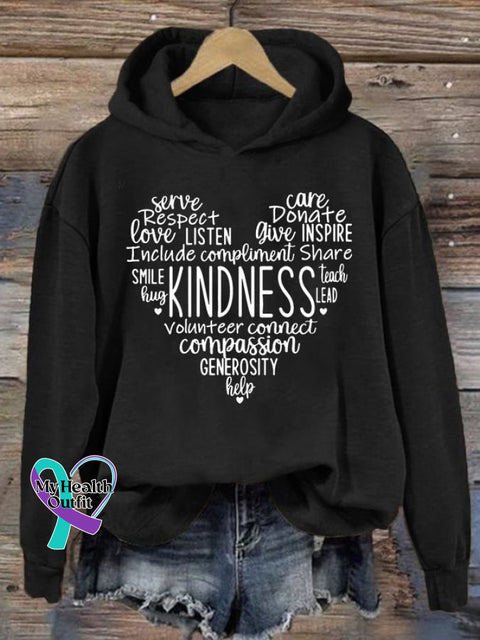Women’s Kindness Heart Print Hoodie Black / S