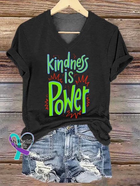 Women’s Kindness IS Power V-neck Casual T-Shirt Black / S