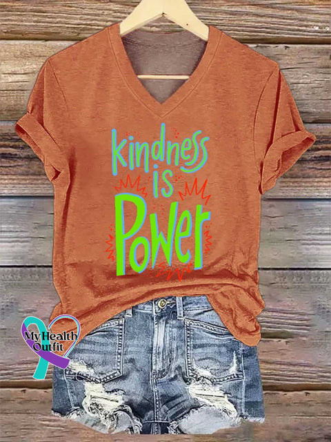 Women’s Kindness IS Power V-neck Casual T-Shirt Orange / S