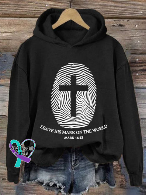 Women’s Leave His Mark On The World Printed Casual Hoodie Black / S