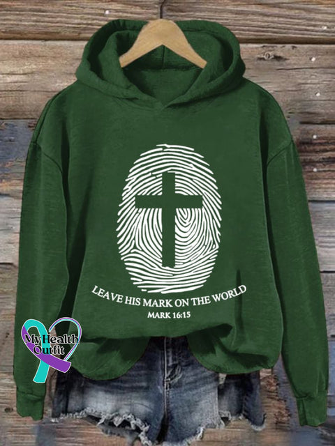 Women’s Leave His Mark On The World Printed Casual Hoodie Green / S