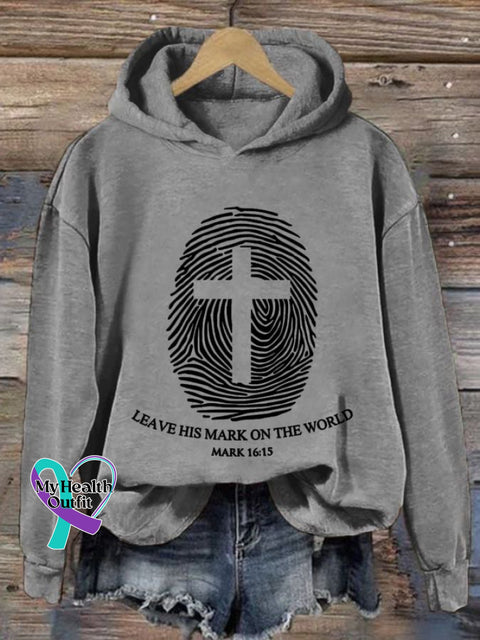 Women’s Leave His Mark On The World Printed Casual Hoodie Grey / S