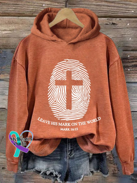 Women’s Leave His Mark On The World Printed Casual Hoodie Orange / S