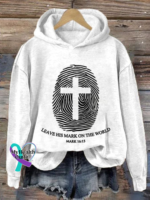 Women’s Leave His Mark On The World Printed Casual Hoodie White / S