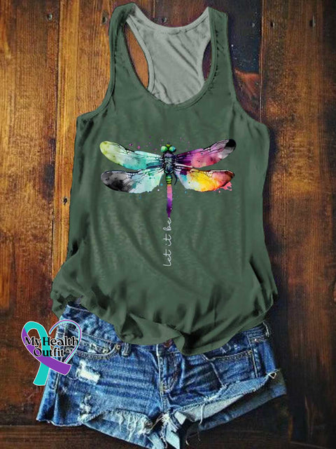 Women’s Let It Be Dragonfly Tank Top Green / S