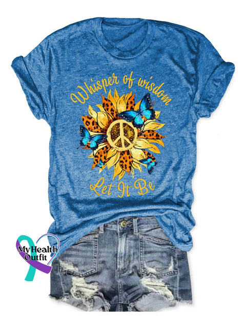 Women’s Let It Be Print Casual T-Shirt Blue / S