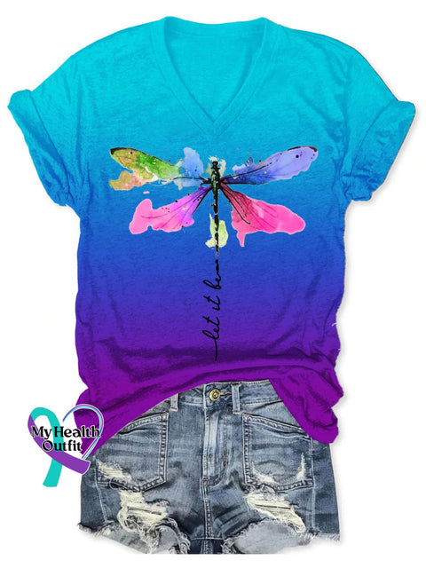 Women’s Let It Be V-Neck Casual T-Shirt As Shown / S