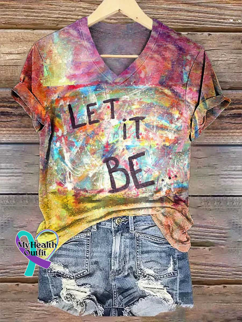 Women’s Let It Be V-neck Casual T-Shirt Multicolor / S