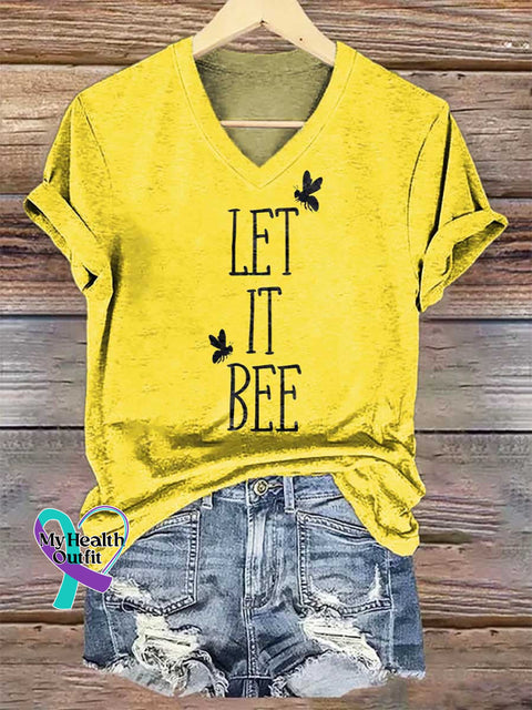 Women’s Let It Be V-neck Casual T-Shirt Multicolor / S