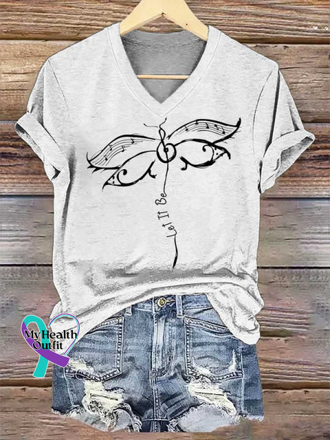 Women’s Let It Be V-neck Casual T-Shirt White / S