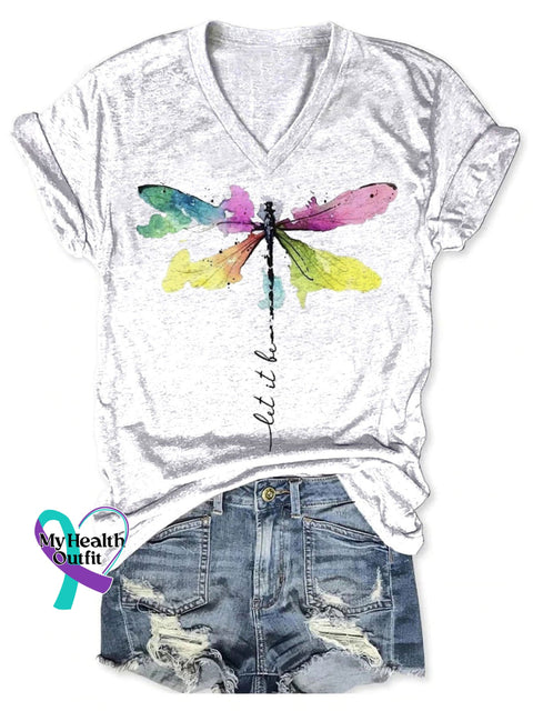 Women’s Let It Be V-Neck Casual T-Shirt White / S