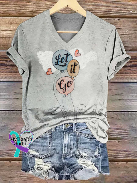 Women’s Let It Go V-neck Casual T-Shirt Multicolor / S