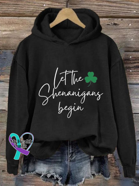 Women’s Let The Shenanigans Begin Print Casual Hoodie Black / S