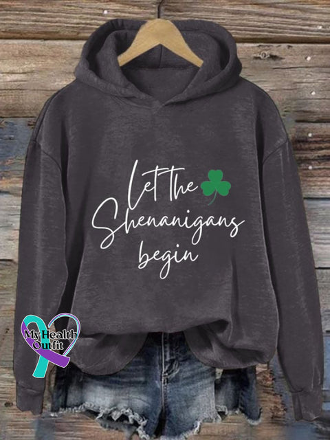 Women’s Let The Shenanigans Begin Print Casual Hoodie Dark Grey / S