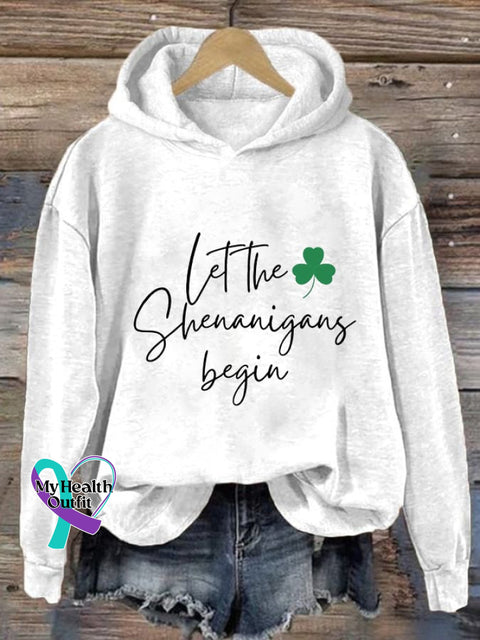 Women’s Let The Shenanigans Begin Print Casual Hoodie White / S