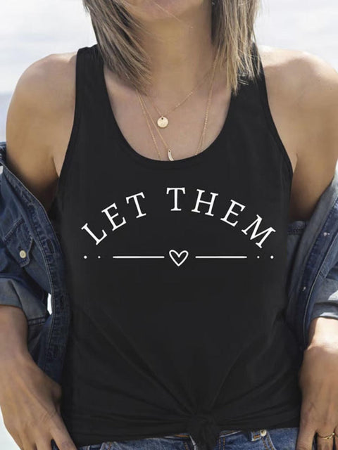 Women’s Let Them Art Print Casual Cotton Tank Top Black / S