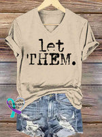 Women’s Let Them Art V-neck Casual T-Shirt Apricot / S