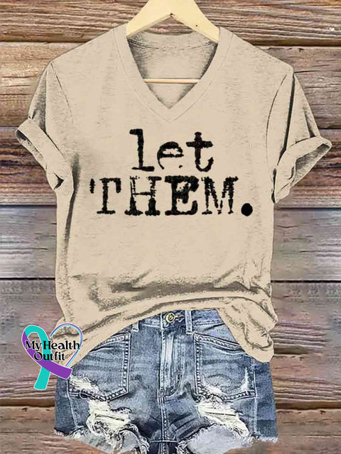 Women’s Let Them Art V-neck Casual T-Shirt Apricot / S