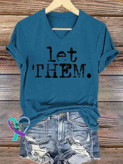 Women’s Let Them Art V-neck Casual T-Shirt Blue / S