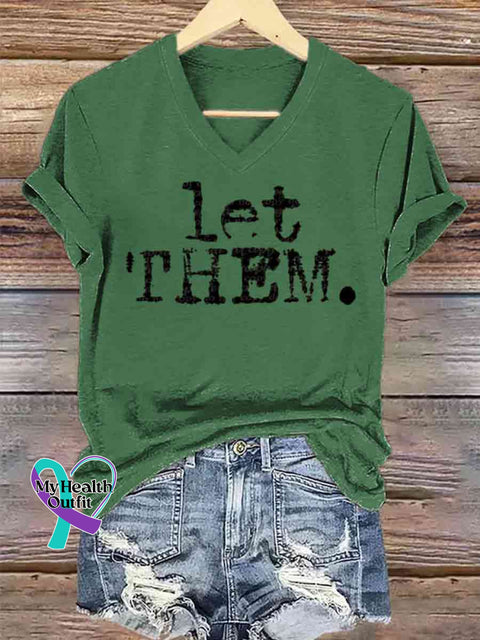 Women’s Let Them Art V-neck Casual T-Shirt Green / S