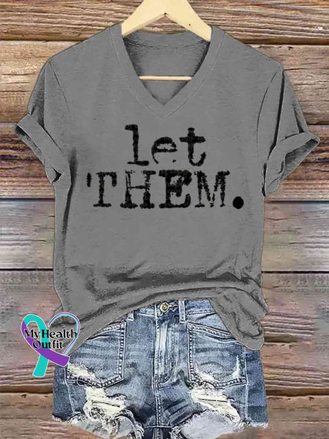 Women’s Let Them Art V-neck Casual T-Shirt Grey / S