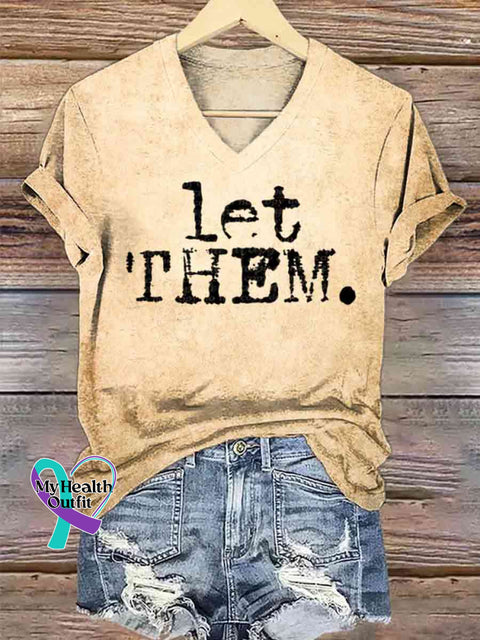 Women’s Let Them Art V-neck Casual T-Shirt Khaki / S