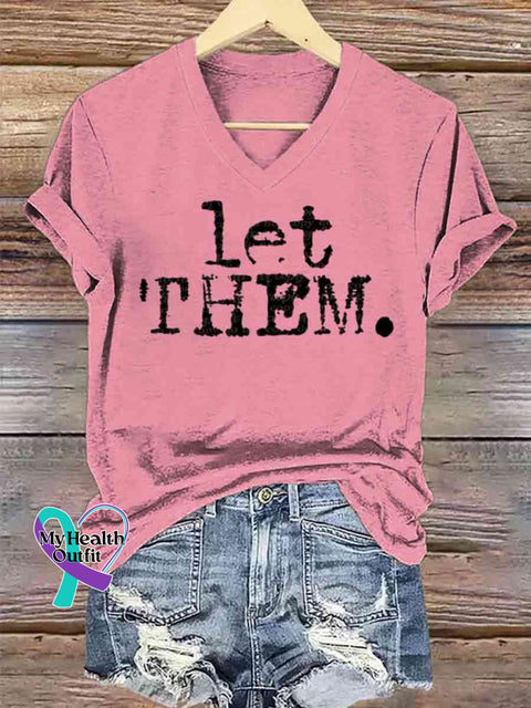 Women’s Let Them Art V-neck Casual T-Shirt Pink / S