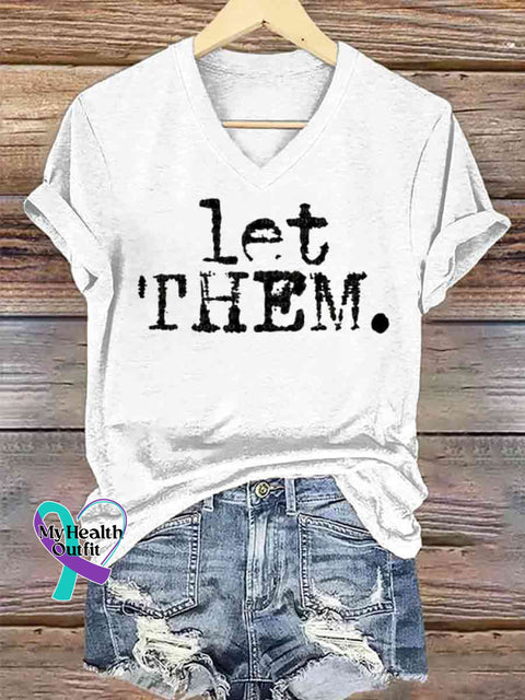 Women’s Let Them Art V-neck Casual T-Shirt White / S
