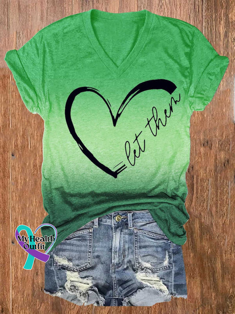 Women’s Let Them Mental Health Awareness V-Neck Casual T-Shirt Multicolor / S