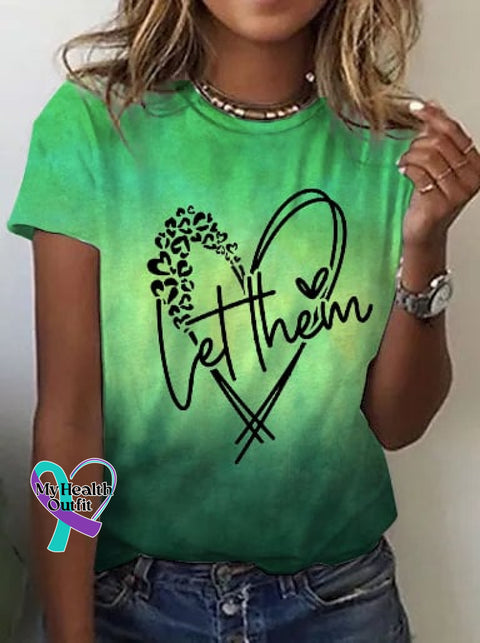 Women’s Let Them Mental Health Casual O-Neck Tee Green / S