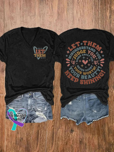 Women’s Let Them Print Casual T-Shirt Black / S