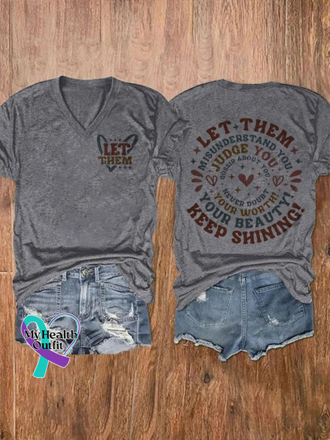 Women’s Let Them Print Casual T-Shirt Grey / S