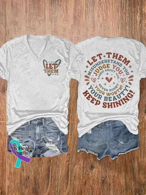 Women’s Let Them Print Casual T-Shirt White / S