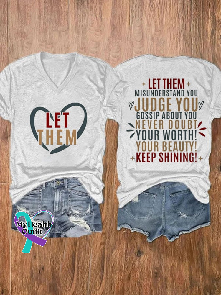 Women’s Let Them Printe Casual T-Shirt White / S