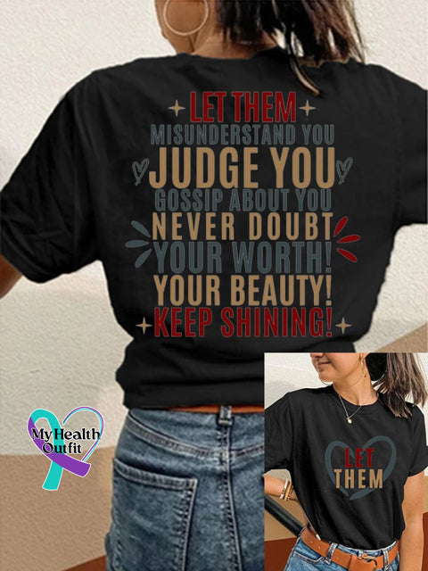 Women’s Let Them Printed Casual Short Sleeve T-Shirt Black / S