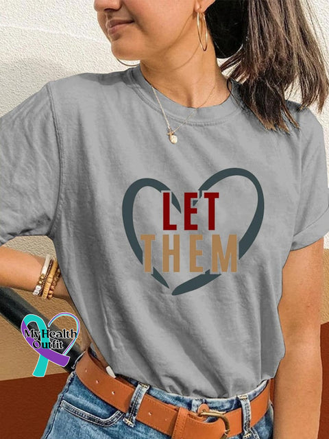 Women’s Let Them Printed Casual Short Sleeve T-Shirt Grey / S