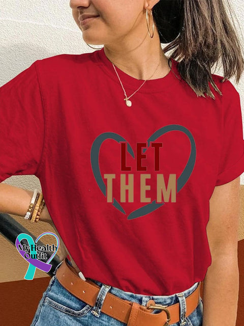 Women’s Let Them Printed Casual Short Sleeve T-Shirt Red / S