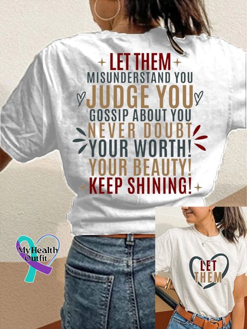 Women’s Let Them Printed Casual Short Sleeve T-Shirt White / S