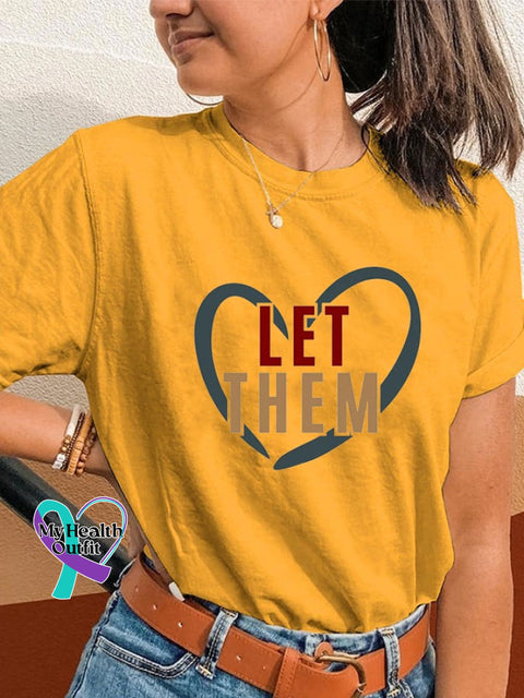 Women’s Let Them Printed Casual Short Sleeve T-Shirt Yellow / S