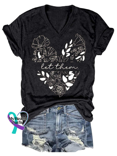 Women’s Let Them V-neck Casual T-Shirt Black / S