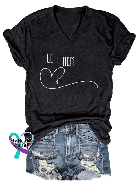 Women’s LET THEM V-neck Casual T-Shirt Black / S
