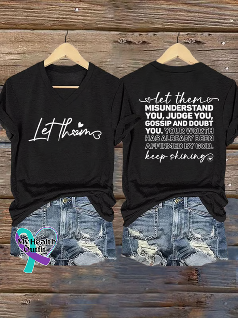 Women’s Let Them V-neck Casual T-Shirt Black / S